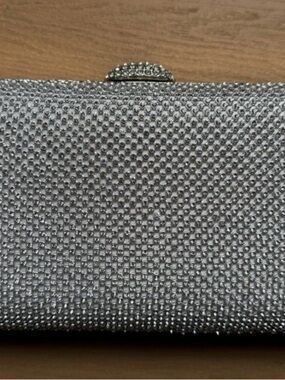 Rhinestone Silver Evening Clutch - Women's Sparkle Wristlet